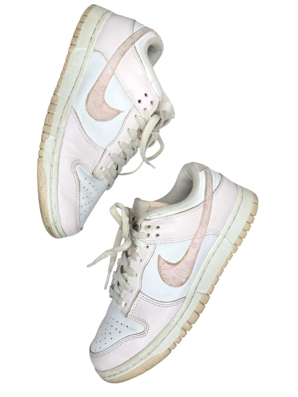 Nike Sneakers Dunk Lows Pink Paisley Floral Swish White Leather 7